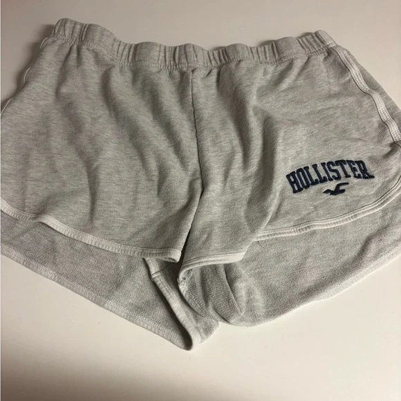Hollister Light Gray Athletic Lounge Shorts with Navy Logo - Picture 1 of 4